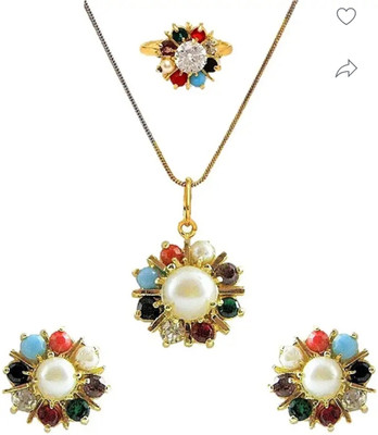 Shakuntla Stone Gold-plated Multicolor Jewellery Set(Pack of 1)