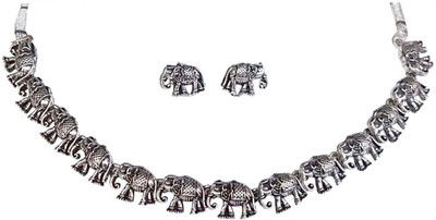 ALLINENTERPRISE Oxidised Silver Black Silver Silver Jewellery Set(Pack of 1)