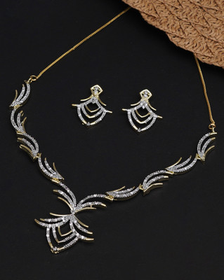 Trink Alloy Rhodium Gold Jewellery Set(Pack of 3)