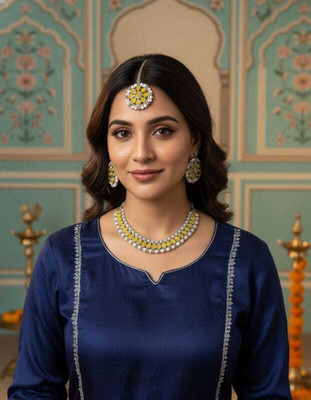 PARMESHWAR IMITATION Metal Gold-plated Yellow, White Jewellery Set(Pack of 1)