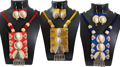 Loknath Handcraft Fabric Multicolor Jewellery Set(Pack of 3)