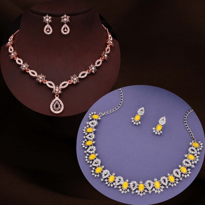 Vedda Brass Gold-plated Rose Gold, Grey, Yellow Jewellery Set(Pack of 1)