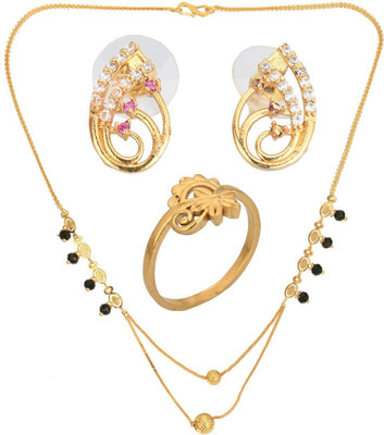 AanyaCentric Alloy Gold-plated Gold Jewellery Set(Pack of 4)