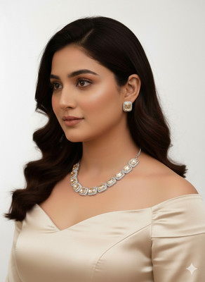 Nyora Alloy Silver Gold Jewellery Set(Pack of 1)