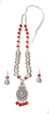 M S Enterprises Metal Silver Red, Silver Jewellery Set(Pack of 1)