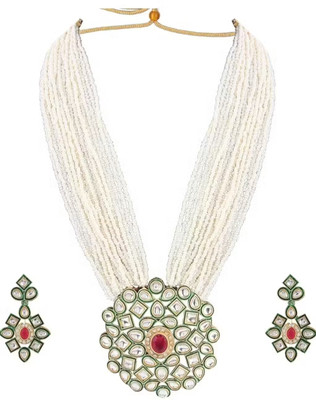 SatnamCreation Alloy Gold-plated White Jewellery Set(Pack of 1)