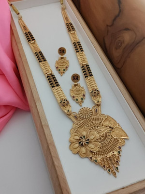 DELOCRAFT Brass, Alloy Gold-plated Gold, Black Jewellery Set(Pack of 1)