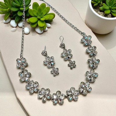 AK JEWEL STORES Alloy Rhodium Silver Jewellery Set(Pack of 3)