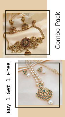 DIKSHA COLLECTION Alloy Gold-plated Multicolor Jewellery Set(Pack of 1)