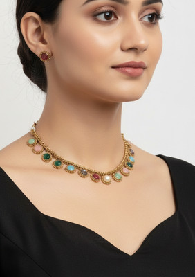 KARTHIKA JEWELS Brass Brass Multicolor Jewellery Set(Pack of 1)