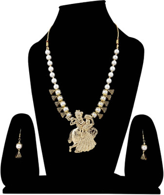 SRK Fashions Alloy Gold-plated White, Gold Jewellery Set(Pack of 1)