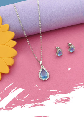 Pihoo Enterprise Alloy Silver Blue Jewellery Set(Pack of 1)
