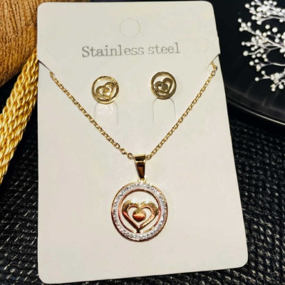 AMBAattire Stainless Steel Gold-plated Gold Jewellery Set(Pack of 1)