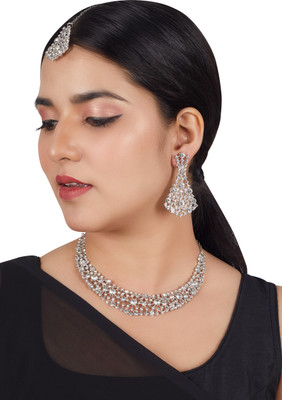 R A Enterprises Alloy Rhodium Silver Jewellery Set(Pack of 4)