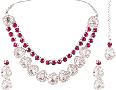 Efulgenz Alloy Rhodium Pink Jewellery Set(Pack of 4)