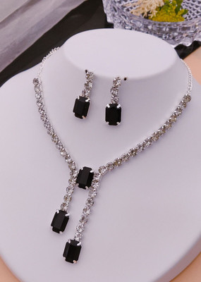 ShringarHouse Stone, Alloy Sterling Silver, Silver Silver, Black Jewellery Set(Pack of 1)