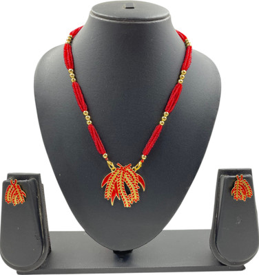 Daneen Jewellery Brass, Copper Gold-plated Red Jewellery Set(Pack of 3)