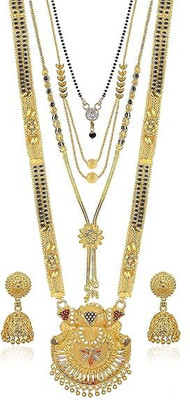 Bcomwala Jewels Brass Black, Gold Jewellery Set(Pack of 5)