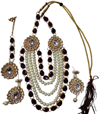 ANRA JEWEL Alloy Gold-plated Blue, White, Gold Jewellery Set(Pack of 4)