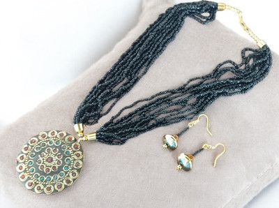 devanya crafts Brass, Alloy Gold-plated Black, Gold Jewellery Set(Pack of 3)