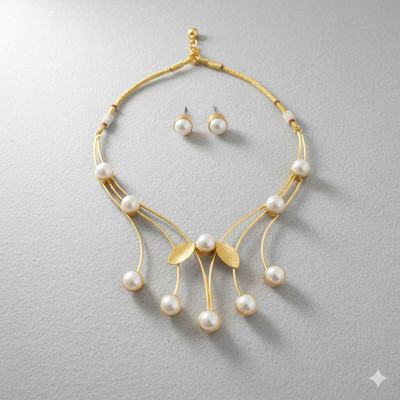 Gleamore Metal, Plastic Gold, White Jewellery Set(Pack of 1)