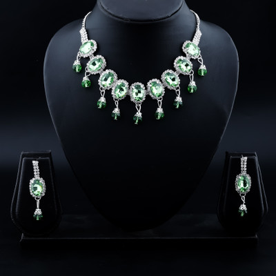 PARTICIAO Alloy Gold-plated White, Green Jewellery Set(Pack of 2)