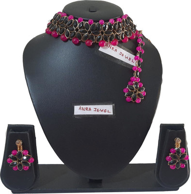 ANRA JEWEL Mother of Pearl, Alloy Gold-plated Pink, Black Jewellery Set(Pack of 1)