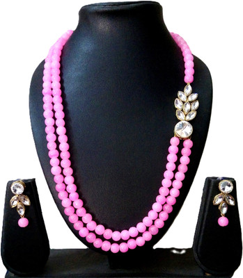 JN Handicraft Alloy Copper Pink Jewellery Set(Pack of 1)