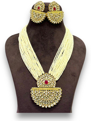 SatnamCreation Alloy Gold-plated White Jewellery Set(Pack of 1)