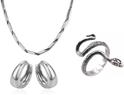 SILVOSWAN Stainless Steel Silver Silver Jewellery Set(Pack of 3)