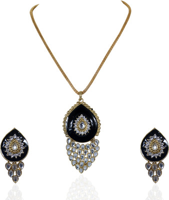 Darsha Collections Brass, Alloy Gold-plated Black Jewellery Set(Pack of 1)