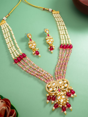 Vermont Brass Gold-plated White, Pink, Gold Jewellery Set(Pack of 2)