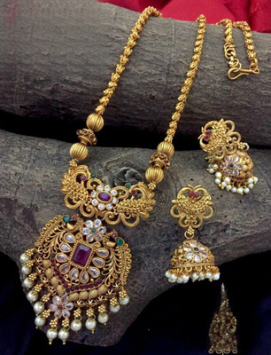 PBM CREATIONS Copper Gold-plated Multicolor Jewellery Set(Pack of 2)