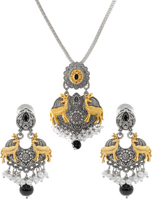 Shining Jewel Brass Brass Black Jewellery Set(Pack of 3)