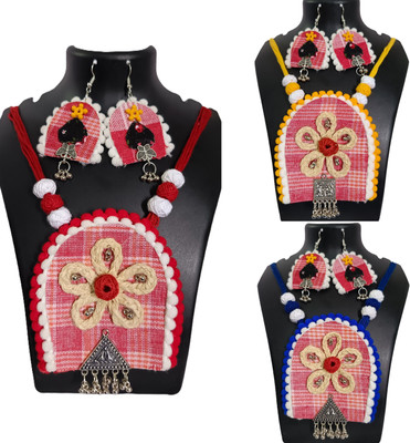 Loknath Handcraft Jute Multicolor Jewellery Set(Pack of 3)