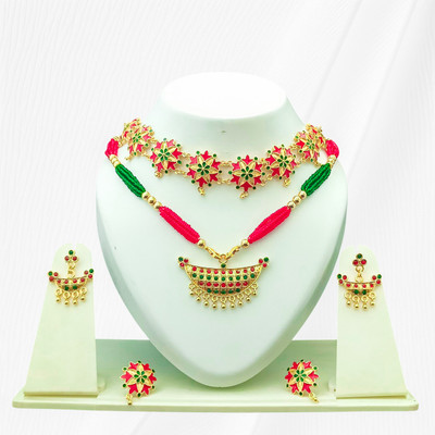 PC DEALER Copper Gold-plated Multicolor Jewellery Set(Pack of 2)