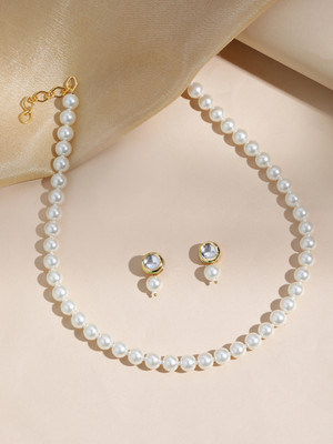 MANSIYAORANGE Alloy Gold-plated White Jewellery Set(Pack of 1)