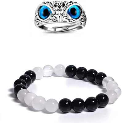 MAATRCHAAYA Crystal, Alloy, Stainless Steel Sterling Silver, Silver White, Silver, Black Jewellery Set(Pack of 2)