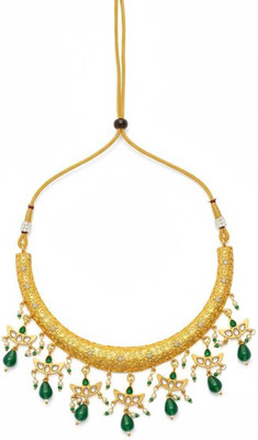 YOGITACREATIONS Brass Gold-plated Green Jewellery Set(Pack of 1)