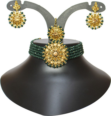 Nifty Mother of Pearl Gold-plated Green Jewellery Set(Pack of 4)