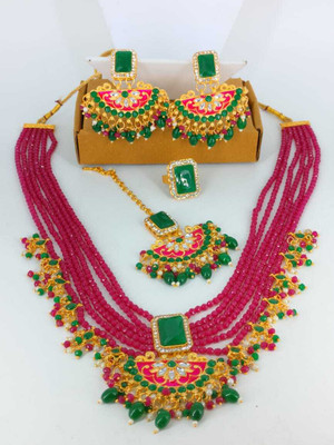 Hs fatio Alloy Gold-plated Pink Jewellery Set(Pack of 1)