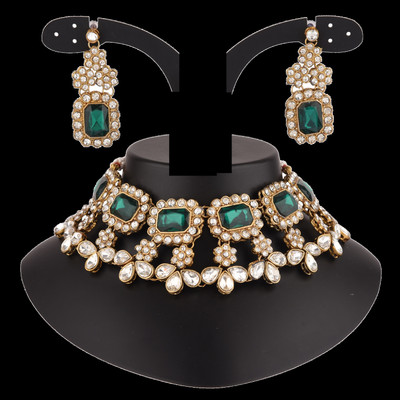 CATALYST Alloy Gold-plated Green, White Jewellery Set(Pack of 3)