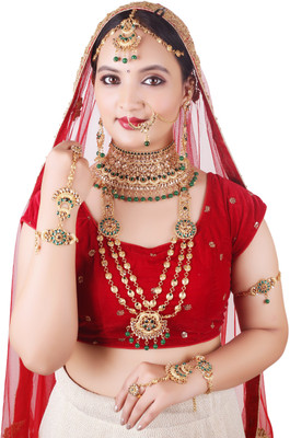 SS IMITATION JEWELLERY Alloy Gold-plated Green Jewellery Set(Pack of 1)