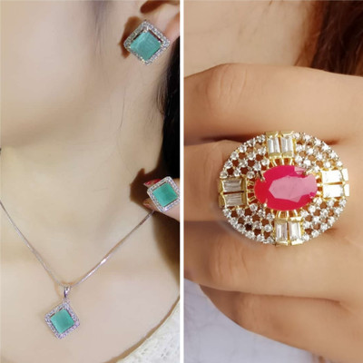 Vedansh Alloy Gold-plated, Sterling Silver Multicolor Jewellery Set(Pack of 3)