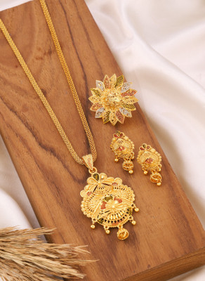 Makezak Brass Gold-plated Multicolor Jewellery Set(Pack of 1)