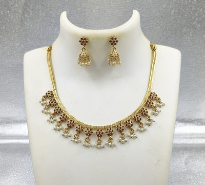 Joyful Brass Gold-plated Red, Gold Jewellery Set(Pack of 1)