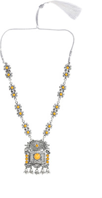Pujvi Oxidised Silver Yellow Jewellery Set(Pack of 3)