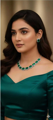 PARMESHWAR IMITATION Copper Sterling Silver Silver, Green Jewellery Set(Pack of 1)