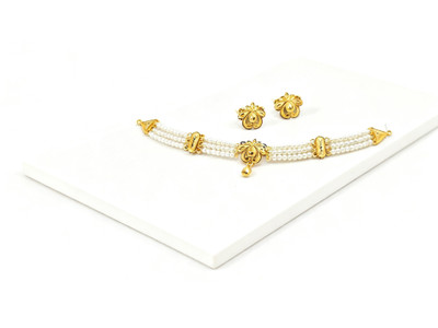 Ms shingar Alloy Gold-plated White Jewellery Set(Pack of 1)