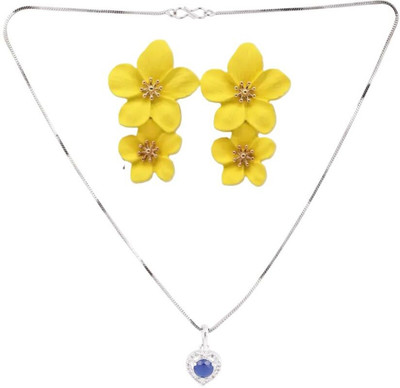 SKG Fashions Stone Blue, Yellow Jewellery Set(Pack of 1)